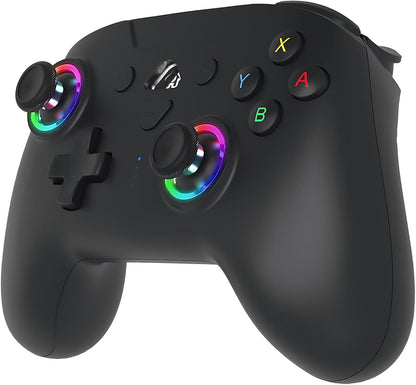 Wireless Bluetooth Game Controller for Switch Console, LED Gaming Gamepad with RGB Lighting, Motion Control, Vibration Feedback, Ergonomic Design, Rechargeable Controller (Black)