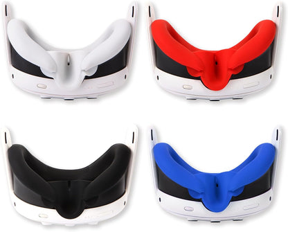 4Pcs VR Silicone Face Cover for Oculus Quest 3,Light-Thin VR Face Pads,Waterproof Anti-Dirty Replacement Facial Cushion VR Pads Accessories (Black+Grey+Blue+Red)