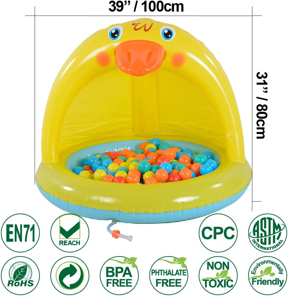 Shade Baby Pool, Sprinkle and Splash Play Pool, Outdoor Duck Bathtub of 39 Inches