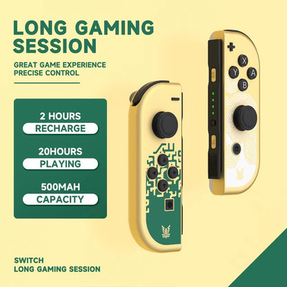 Wireless Game Controllers for Switch Series Console, Left and Right Joypad Set with Motion Control, Dual Vibration, Wake Up Function, Rechargeable Bluetooth Gamepad (Gold)