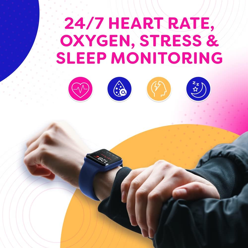 OCTANDRA Inspire VeryFit 1.95" Bluetooth Answer Call Alexa Smart Watch Body Energy Heart Rate HRV Oxygen Saturation Sleep Monitor Step Tracker IP68 Fitness Watches for Men Women (IDW16) (Pink)