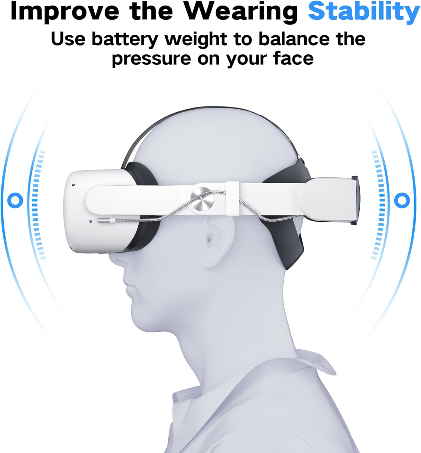 RGB Head Strap with Battery for Oculus Quest 2, 10000mAh Battery Pack for Extended 8 Hrs of Playtime, Fast Charging VR Power, Adjustable Elite Strap Enhanced Support and Balance in VR