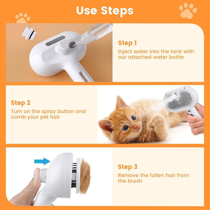 Viral Steam Brush for Dogs & Cats – Steamy Pet Grooming Tool - Blue Light Spray– Spray Comb for Shedding & Hair Removal – Perfect for Haired Pets – Deshedding Brush with Mist for Bath, Spa & Massage