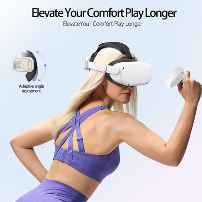 Head Strap for Meta Quest 2 VR Headset Elite Strap Adjustable Soft Cushion Headstrap Oculus Quest 2 Replacement Wihte & Gold