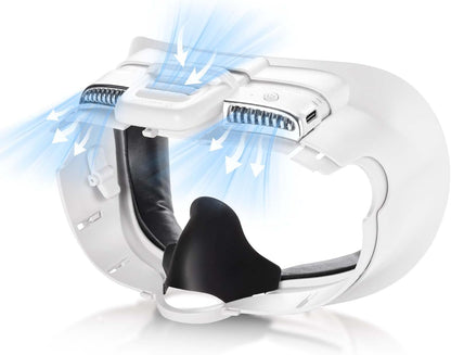 Face Cover with Soft Leather Pad for Oculus/Meta Quest 3, Facial Interface with Cooling Fan to Relieve Lens Fogging and Hot Air