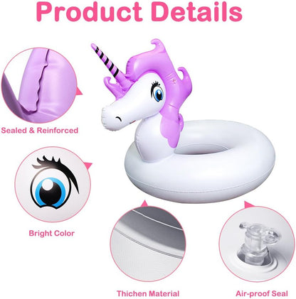 Unicorn Pool Float, Pool Floats for Kids Inflatable Unicorn Float for Pool Kids Floaties Swim Rings Summer Toys for 5 10 Year Old Girls Boys Toddlers Child Floating Tubes