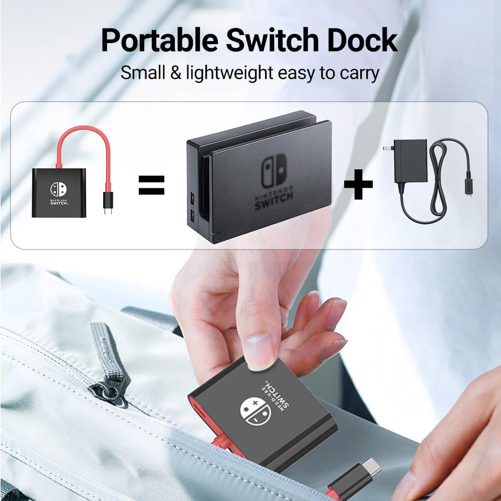 Switch Dock, 4K@60Hz Switch Docking Station 3 in 1 Switch Travel Dock with HDMI USB 3.0 PD100W Charing Port for Nintendo Steam Decck MacBook Laptop NOT for Switch2