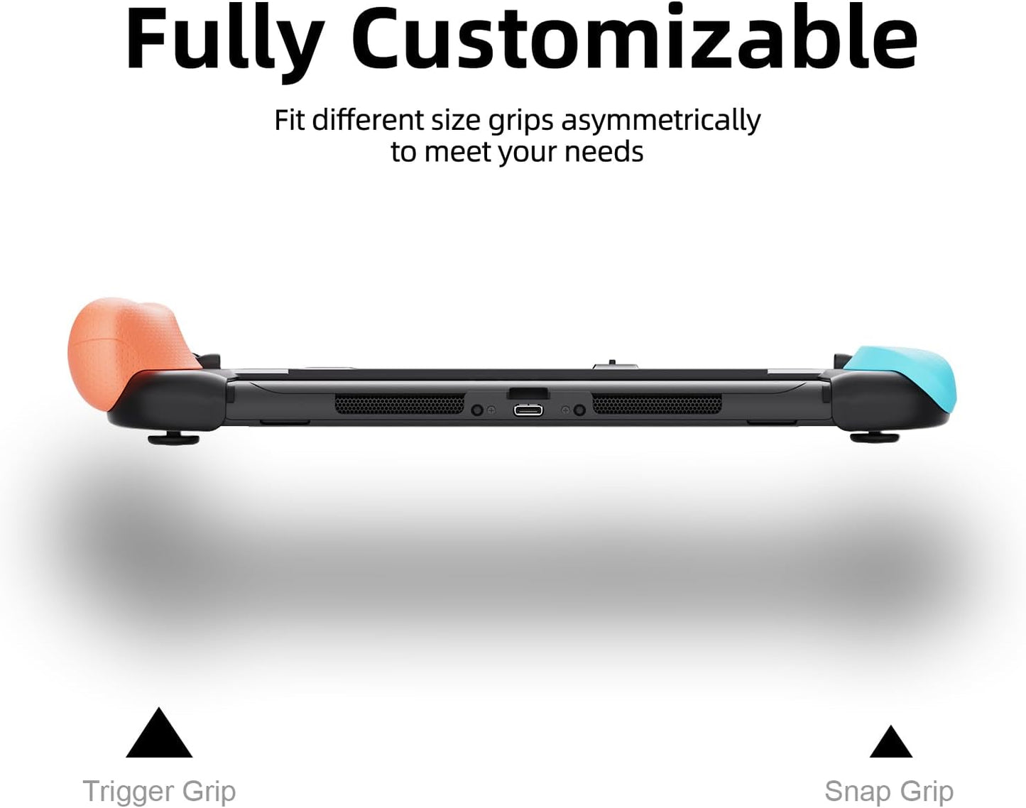 Savage Raven NeoGrip Ergonomic Grip Case Compatible with Nintendo Switch 2, Replaceable Grips for Different Hand Sizes, Hard Shell Handheld Case, Neon Blue & Red