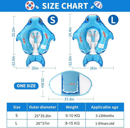 Kids Swimming Pool Float with Removable UPF 50+ Sun Protection Canopy, Infant Toddler Inflatable Swimming Rings for Age of 12-24 Months, Boys Girls Swimming Trainer