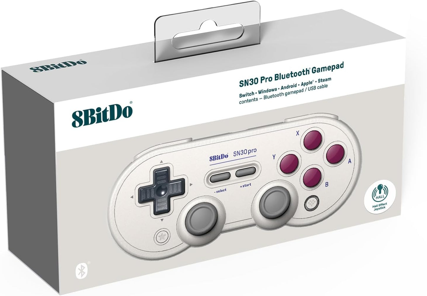 8BitDo SN30 Pro Bluetooth Controller, Hall Effect Joystick Update, Compatible with Switch, PC, macOS, Android, Steam Deck & Raspberry Pi (G Classic)