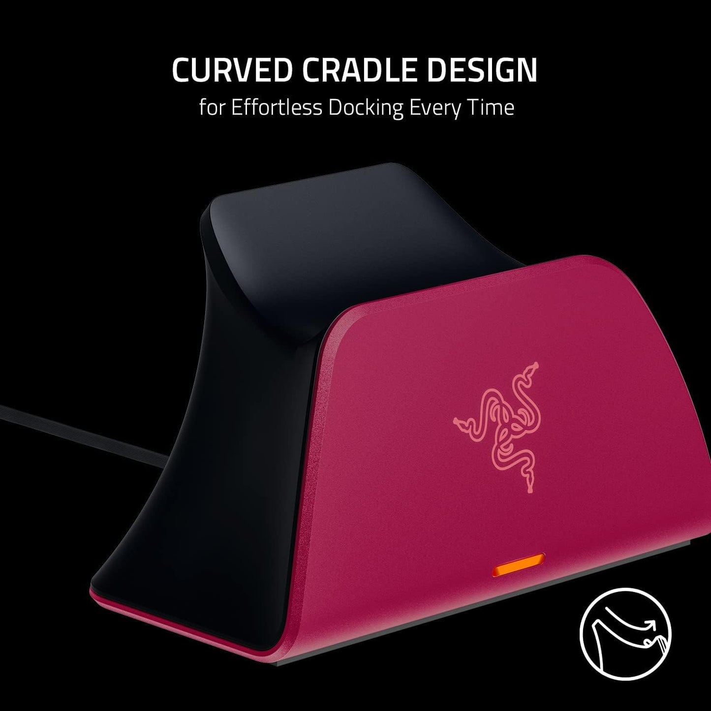 Razer Quick Charging Stand - Quick Charging Stand for PlayStation 5 Controller (Quick Charge, Curved Cradle Design, Powered by USB, One-Handed Navigation) Cosmic Red