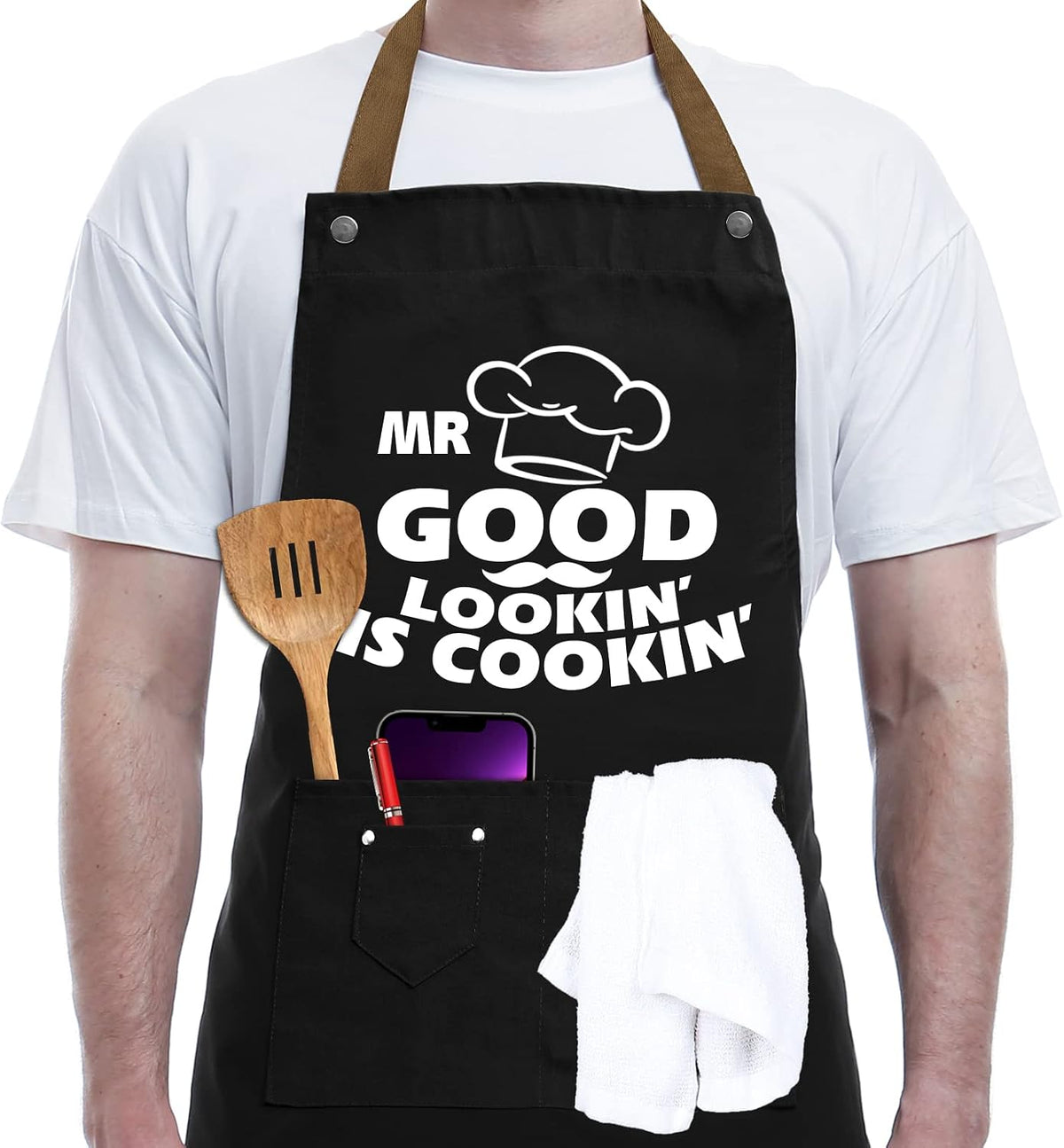 Funny Cooking Apron for Men, Women - Birthday Gifts for Mom, Wife, Dad, Gag Gifts for Boyfriend, Gifts for Brother, Sister