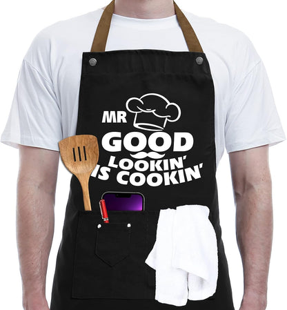 Funny Cooking Apron for Men, Women - Birthday Gifts for Mom, Wife, Dad, Gag Gifts for Boyfriend, Gifts for Brother, Sister