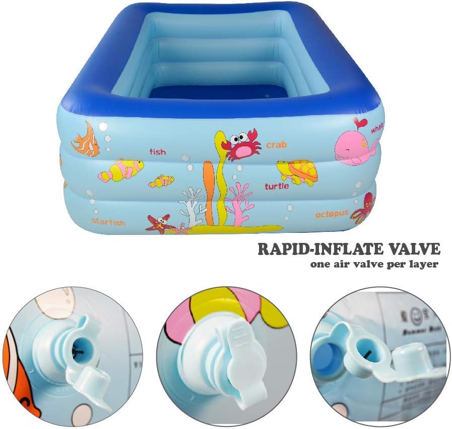 WateBom Inflatable Family Swim Center Pool with Inflatable Soft Floor, 70 inches Ocean World Kids Swimming Pool…