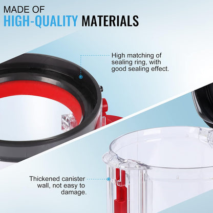 Upgraded Canister Compatible with Dyson V11 V15 SV14 SV15 SV22 Vacuum Cleaner Dust Bin, for Bin Part no. 970050-01 and Part no. 965443-01 with HEPA Filter