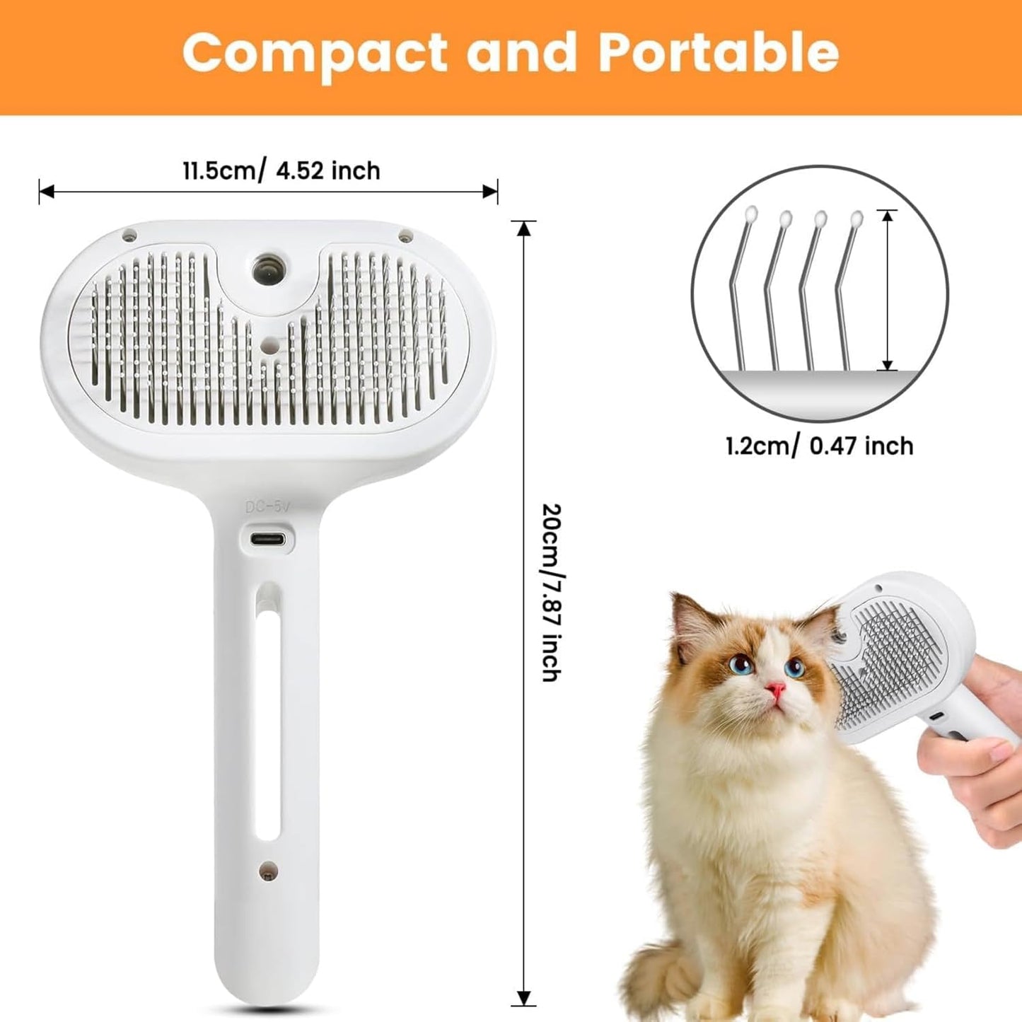 Viral Steam Brush for Dogs & Cats – Steamy Pet Grooming Tool - Blue Light Spray– Spray Comb for Shedding & Hair Removal – Perfect for Haired Pets – Deshedding Brush with Mist for Bath, Spa & Massage