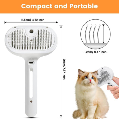 Viral Steam Brush for Dogs & Cats – Steamy Pet Grooming Tool - Blue Light Spray– Spray Comb for Shedding & Hair Removal – Perfect for Haired Pets – Deshedding Brush with Mist for Bath, Spa & Massage