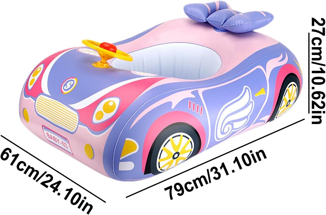 Kids Beach Float Toys, Car Shaped Pool Float, Lake Water Floaties, Active Play Ride- Swimming Float, Easy Inflate Water Floaties for Swimming Pool Lake Beach