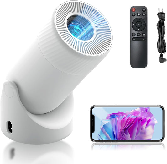AOC Mini Projector with WiFi and Bluetooth, Portable Projector Full HD 4K Support with 180° Rotation Adjustment, 8000 lumen, 220 ANSI,Vertical Auto Keystone Correction, Home Projector for Phone/Laptop
