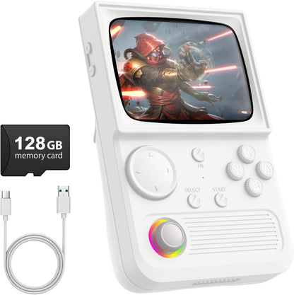 R36T Retro handheld model, 3.5'' IPS Screen CRT-Inspired, handheld model with 18000+ Classic Games Supports WiFi Networked Fighting and OTG, 3500mAh Battery, with Portable Case(Grey 64GB)