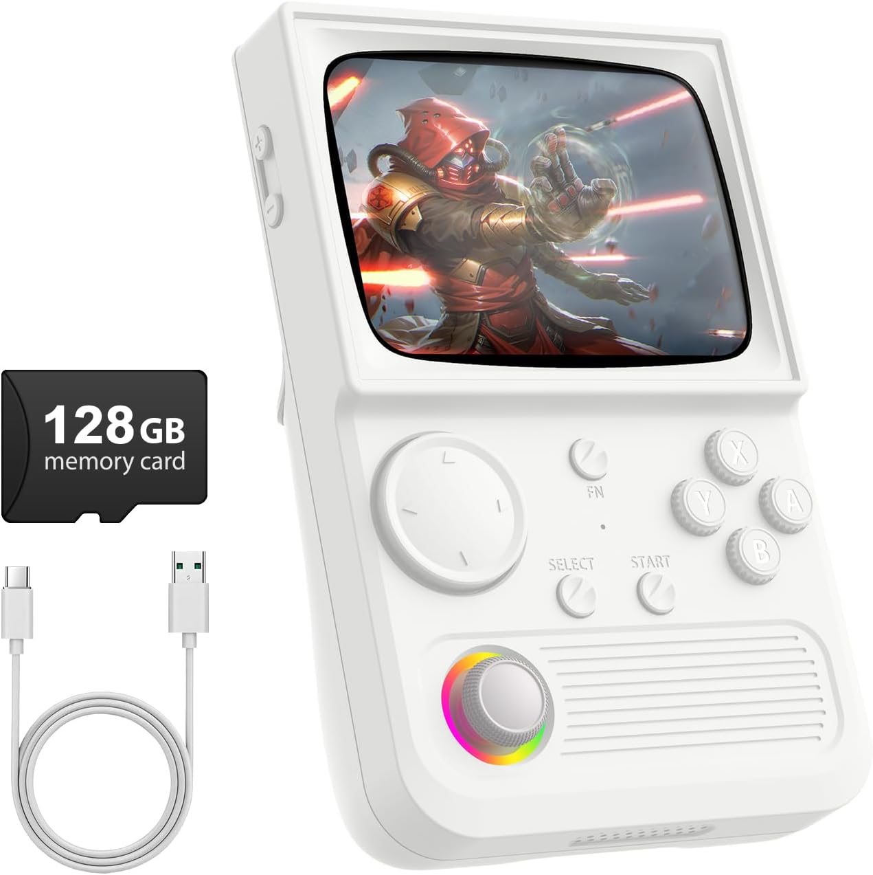 R36T Retro handheld model, 3.5'' IPS Screen CRT-Inspired, handheld model with 18000+ Classic Games Supports WiFi Networked Fighting and OTG, 3500mAh Battery, with Portable Case(Grey 64GB)