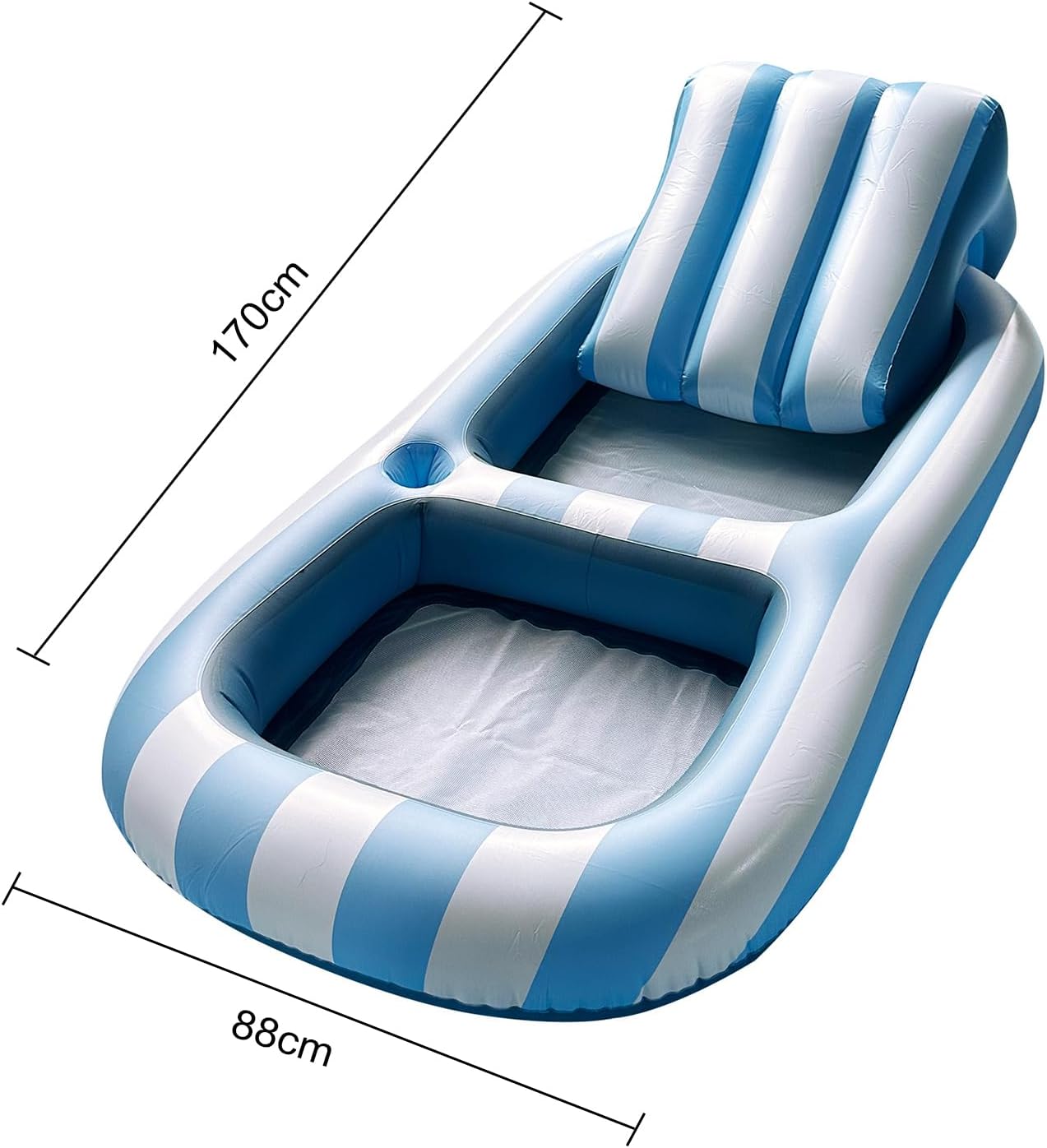 Pool Float Adult, 67″ × 35″ Large Inflatable Lounger Float, Pool Floats for Adults Heavy Duty with Headrest & Cup Holder, Floaties for Backyard, Lake, Beach
