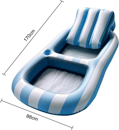 Pool Float Adult, 67″ × 35″ Large Inflatable Lounger Float, Pool Floats for Adults Heavy Duty with Headrest & Cup Holder, Floaties for Backyard, Lake, Beach