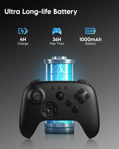 8BitDo 64 Bluetooth Gaming Controller Compatible with Switch Console, Windows & Android – Hall Effect Joystick, Turbo Function, Vibration – Black