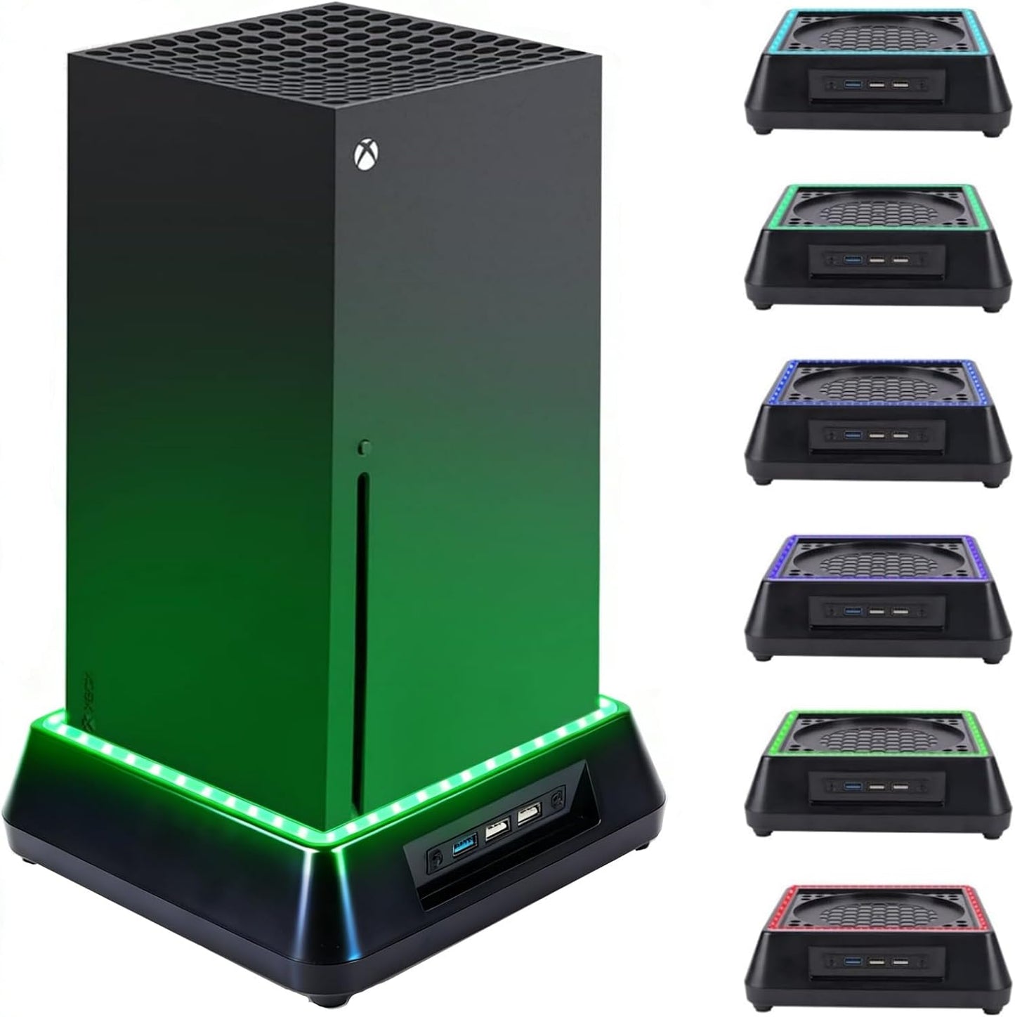 TechKen Cooling Fan Stand Dock for Xbox Series X, 3 Level Speed Fan Adjustable 3 Mode Colorful LED RGB Light Dock (Small)