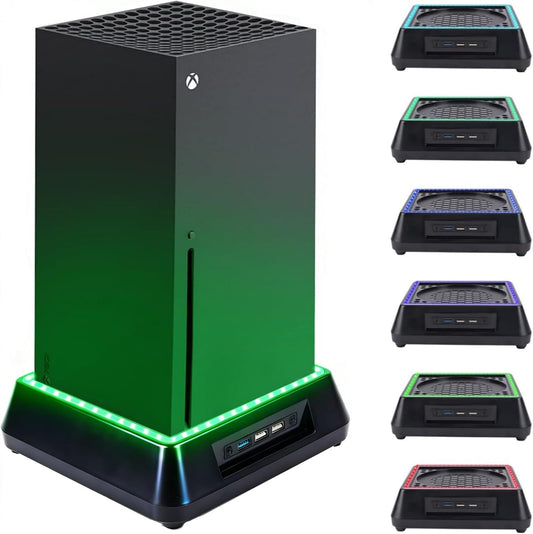 TechKen Cooling Fan Stand Dock for Xbox Series X, 3 Level Speed Fan Adjustable 3 Mode Colorful LED RGB Light Dock (Small)