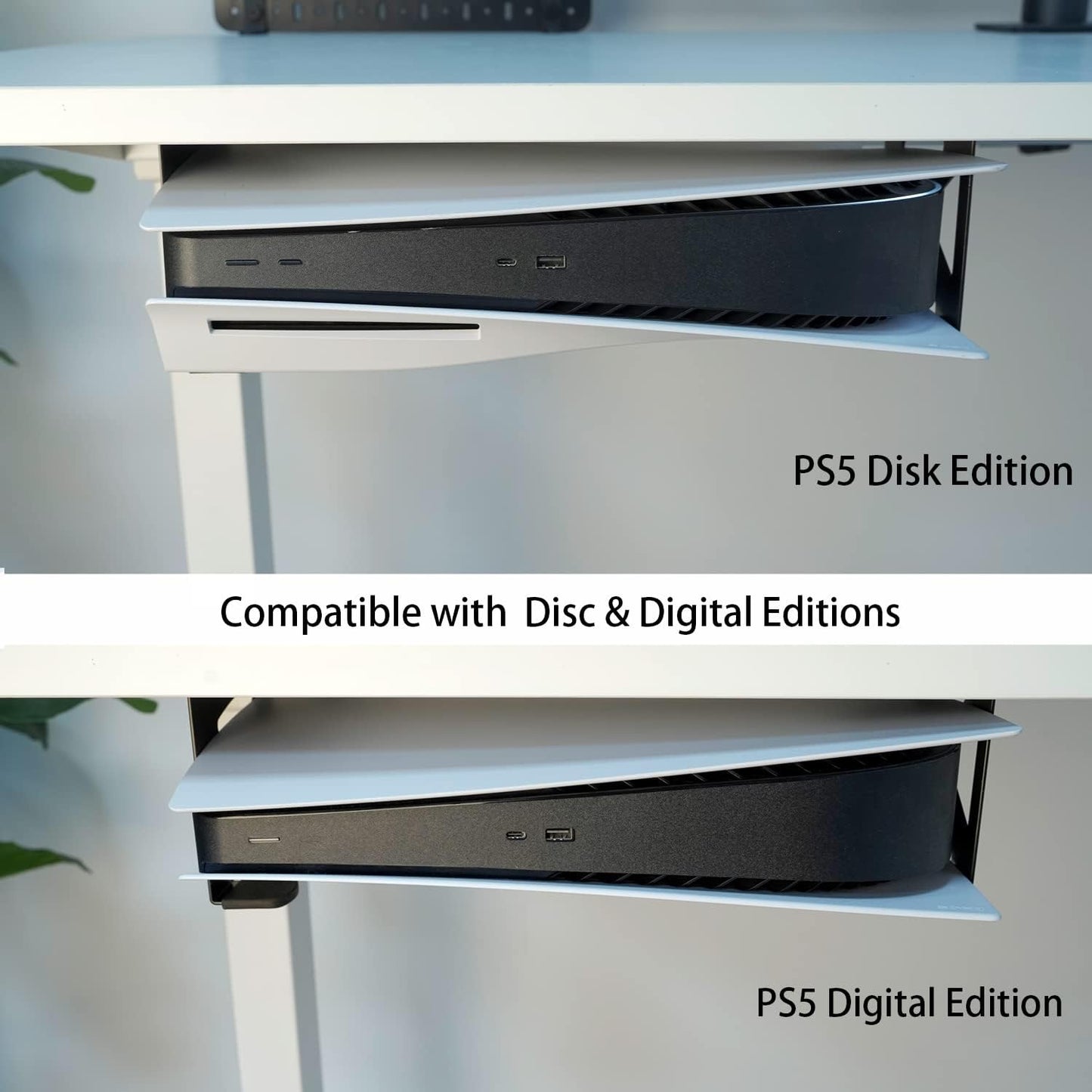 Monzlteck Under Desk Holder for PS5/PS5 Slim,Stealth Mount Compaitble with PlayStation 5 Disc & Digital Edition Console,Space Saving,DP-05