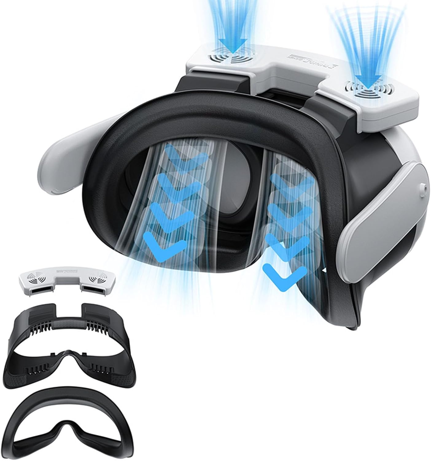 VR Dual Fan Compatible with MetaQuest 3 Air Circulation Fast Removal Anti-Fog Fitness Face Interface Bracket Face Cover Face Pad for Meta Quest 3