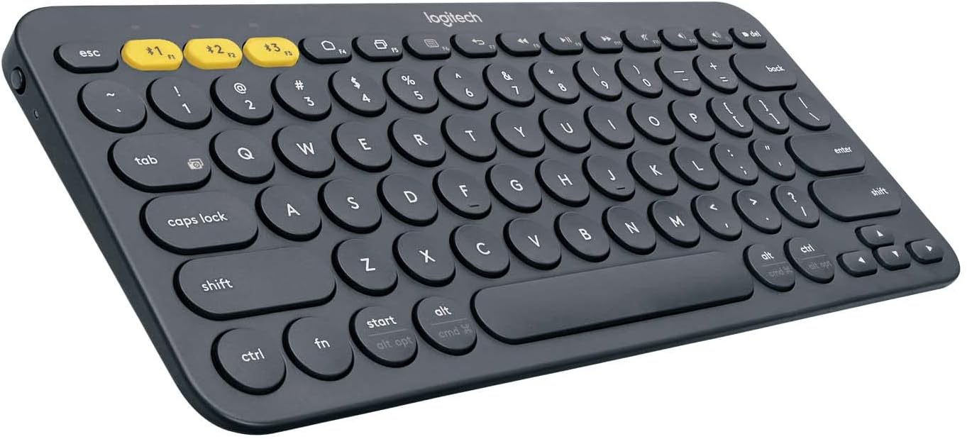 Logitech K380 Multi-Device Bluetooth Wireless Keyboard with Easy-Switch for Up to 3 Devices, Slim, 2 Year Battery-PC, Laptop, Windows, Mac, Chrome OS, Android, iPadOS, Apple TV, Dark Grey