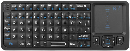 Rii Mini Bluetooth Keyboard K06,Backlit Wireless Keyboard with IR Learning TV Remote, Portable Keyboard with Touchpad Compatible with Android TV Box,Projector,Laptop,PC for Android,Windows,Mac