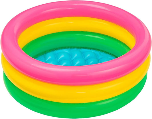 INTEX 57107NP - Sunset Glow Baby Pool, 3-Ring W/ Infl. Floor, Ages 1-3, Size 61cmx22cm
