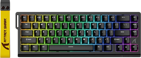 ATTACK SHARK X68 HE Rapid Trigger Mechanical Gaming Keyboard 60% Wired TKL with Adjustable Actuation,Hall Effect snap-fit Switch,8KHz Polling Rate,RGB Backlit,Top Mount for PC Mac Esport Gamer(Black)