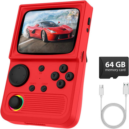R36T Retro handheld model, 3.5'' IPS Screen CRT-Inspired, handheld model with 18000+ Classic Games Supports WiFi Networked Fighting and OTG, 3500mAh Battery, with Portable Case(Grey 64GB)