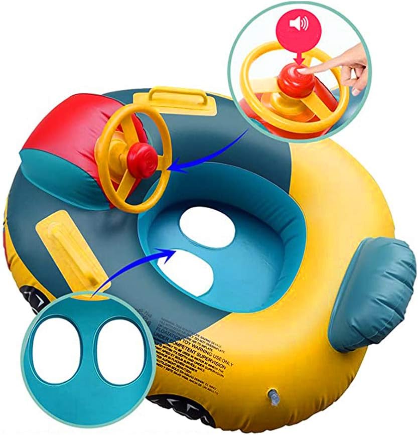 Cute Child Kids Inflatable Pool Float PVC Summer Swim Float Air Bed Lake Boat Swimming Floats with 2 Handles Surfing Raft Bodyboard Floating Mattress Seat Swim Ring for Girls Boys 1-5 Years