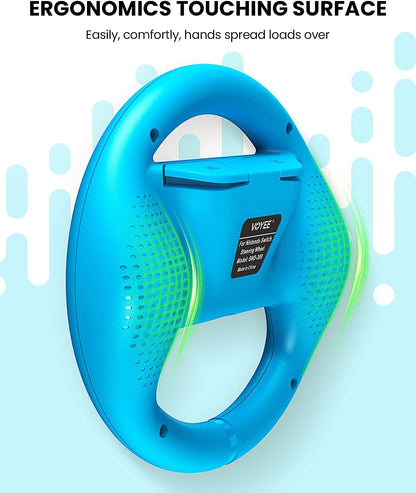 VOYEE Steering Wheel Compatible with Nintendo Switch Wheel, Family Use Accessories Compatible with Switch JoyCon Controllers, 2 Pack (Blue and Red)