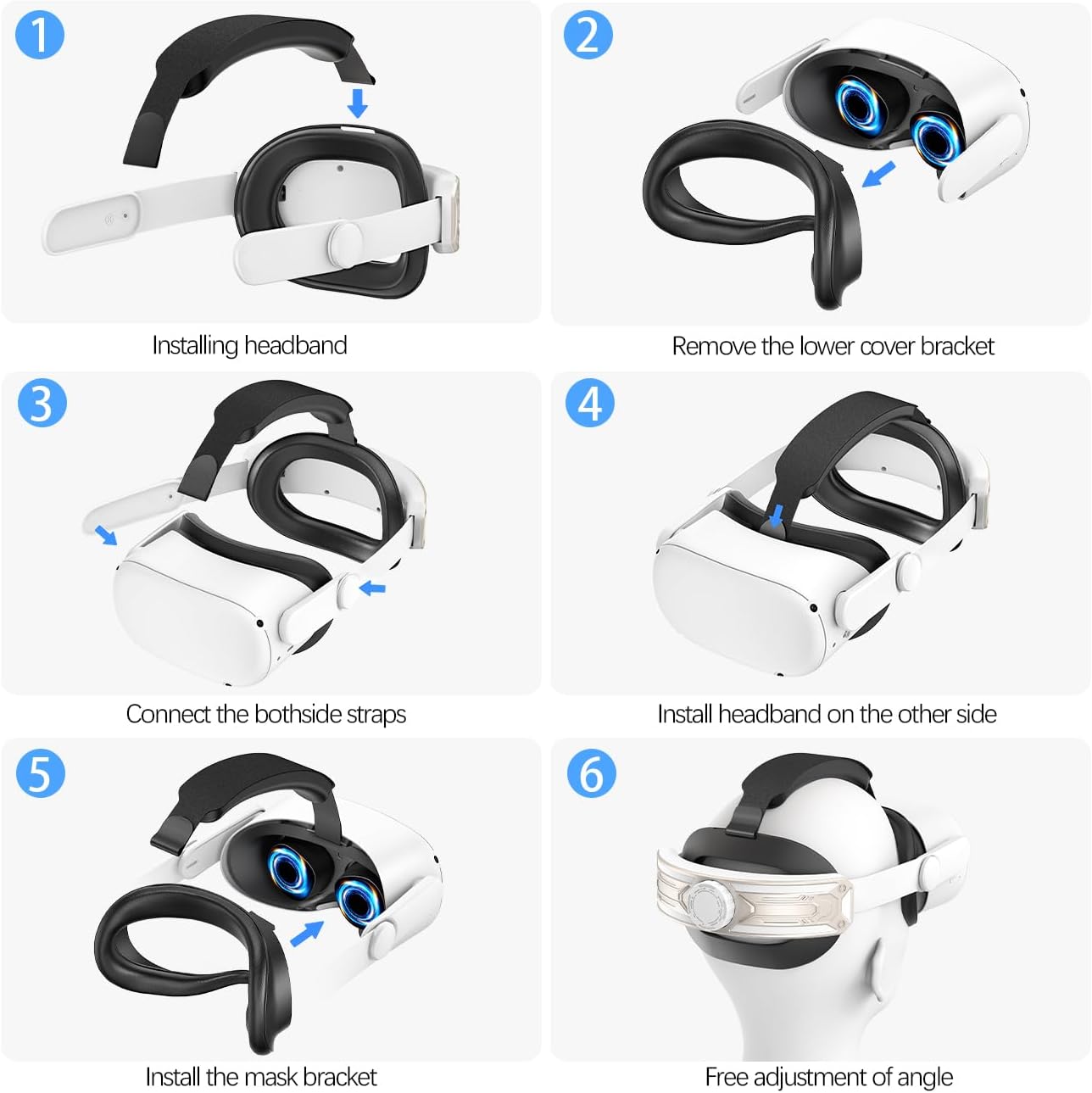 Head Strap for Meta Quest 2 VR Headset Elite Strap Adjustable Soft Cushion Headstrap Oculus Quest 2 Replacement Wihte & Gold