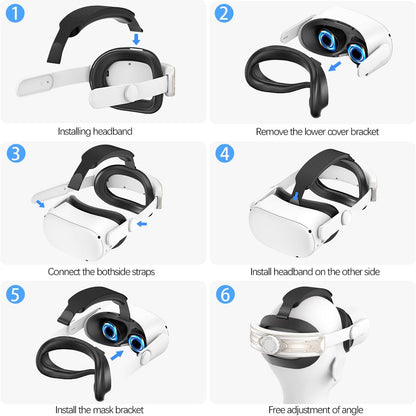 Head Strap for Meta Quest 2 VR Headset Elite Strap Adjustable Soft Cushion Headstrap Oculus Quest 2 Replacement Wihte & Gold