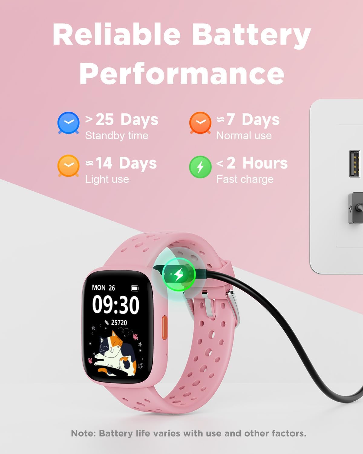 BIGGERFIVE Smart Watch for Kids No APP No Phone Needed, 1.8" Fitness Tracker Watch Pedometer, Sleep Monitor, IP68 Waterproof, Step Counter, Puzzle Games for Girls Boys Teens 5-16, Black