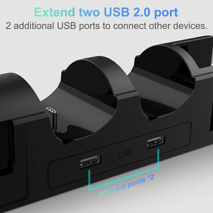 Charging Dock Compatible with Nintendo Switch Pro Controllers and Joy-Con Controllers, Multifunction Charging Stand with 2 USB 2.0 Ports, Black