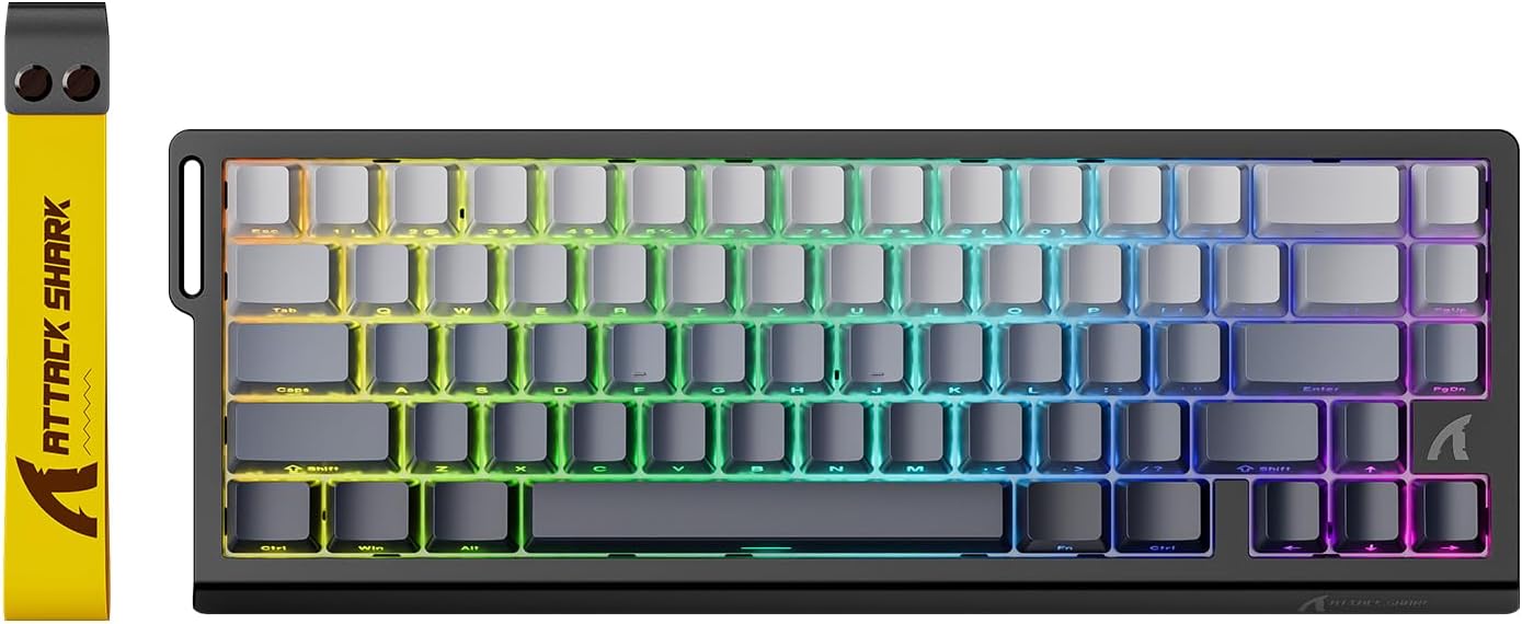 ATTACK SHARK X68 HE Rapid Trigger Mechanical Gaming Keyboard 60% Wired TKL with Adjustable Actuation,Hall Effect snap-fit Switch,8KHz Polling Rate,RGB Backlit,Top Mount for PC Mac Esport Gamer(Black)