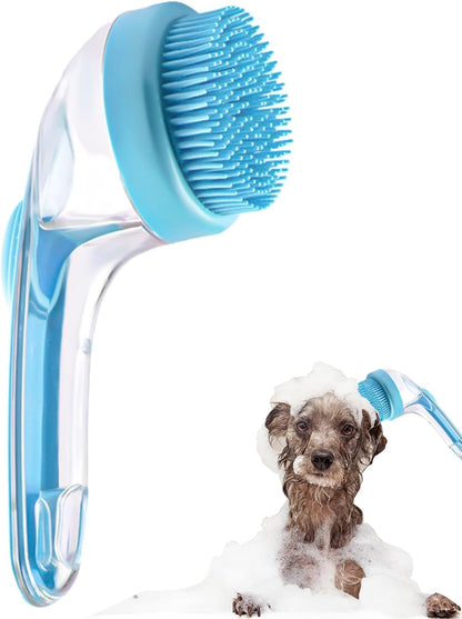 Pet Bath Brush with Body Wash Dispenser: Silicone Massage Design, Suitable for Both Cats and Dogs, Can Be Used as a Exfoliating Bath Comb (Green)