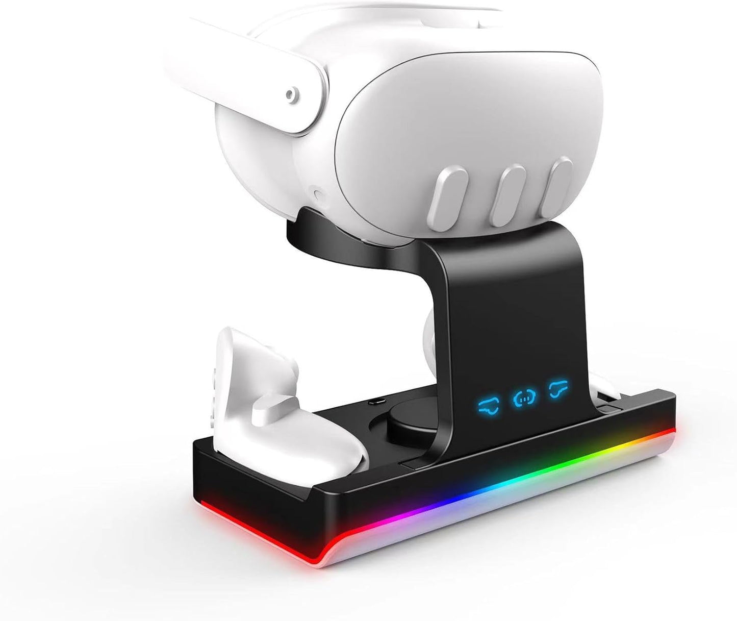 Charging Dock for Meta Quest 3 VR Headset Charging Stand Grip snap-fit Charging Station for VR Headset (White)