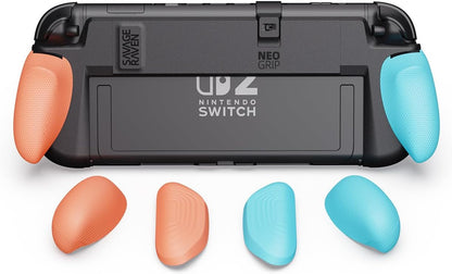 Savage Raven NeoGrip Ergonomic Grip Case Compatible with Nintendo Switch 2, Replaceable Grips for Different Hand Sizes, Hard Shell Handheld Case, Neon Blue & Red