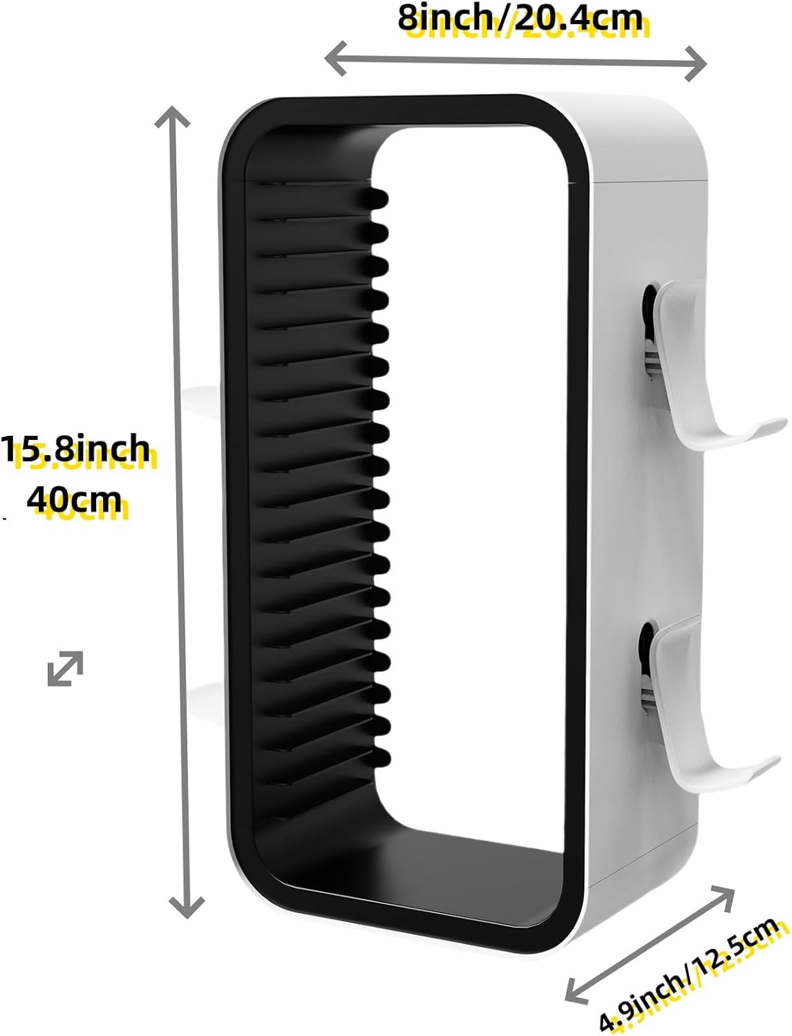 OYO-1【40cm】Game Storage Tower Compatible with PS5/ Xbox Series S & X/Switch, Universal Video Games Discs Organizers 18 PCS with 4 Controllers Holder, Game Disk Box Stand. (Black/Green)