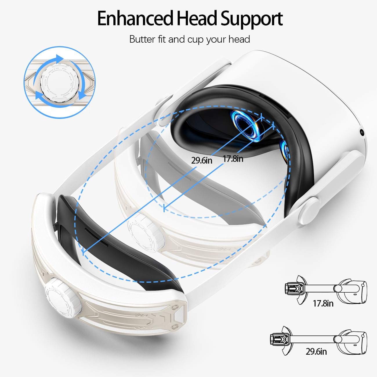 Head Strap for Meta Quest 2 VR Headset Elite Strap Adjustable Soft Cushion Headstrap Oculus Quest 2 Replacement Wihte & Gold