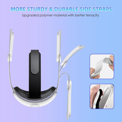 Upgraded RGB Lighted Head Strap with Battery 12000mAh for Meta Quest 3/3s Accessories, Quick Charge for Extended Playtime, to Reduce Facial Stress, Adjustable Elite Strap (White)